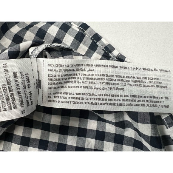 Abercrombie and Fitch Off the Shoulder Shirt Black White Gingham MEDIUM‎ - Picture 9 of 10